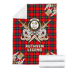 Ruthven Modern Gold Courage Symbol Blanket SPXA44 Clan Ruthven Tartan Today