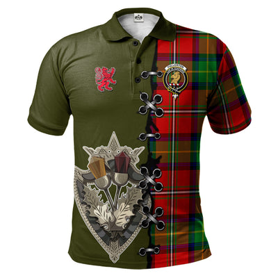 Clan Fullerton Tartan Polo Shirt - Lion Rampant And Celtic Thistle Style