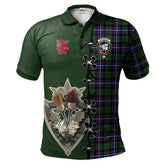 Clan Galbraith Modern Tartan Polo Shirt - Lion Rampant And Celtic Thistle Style EV55 Galbraith Modern Tartan Tartan Polo