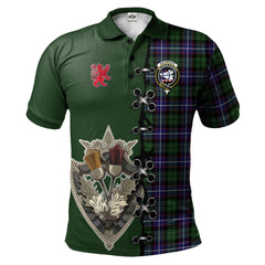 Clan Galbraith Modern Tartan Polo Shirt - Lion Rampant And Celtic Thistle Style EV55 Galbraith Modern Tartan Tartan Polo