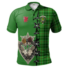 Clan Galloway Tartan Polo Shirt - Lion Rampant And Celtic Thistle Style IG22 Galloway Tartan Tartan Polo