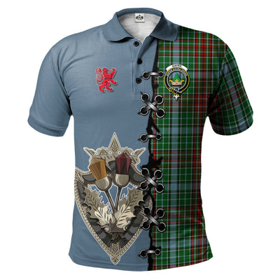Clan Gayre Tartan Polo Shirt - Lion Rampant And Celtic Thistle Style