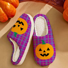 Clan Jackson Tartan Halloween Pumpkin Slippers, Fluffy Spooky Slippers TG67 Jackson Tartan Tartan Halloween