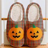 Clan Innes Ancient Tartan Halloween Pumpkin Slippers, Fluffy Spooky Slippers XB83 Innes Ancient Tartan Tartan Halloween