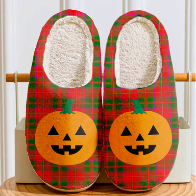 Clan Crief District Tartan Halloween Pumpkin Slippers, Fluffy Spooky Slippers