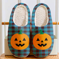 Clan Home Ancient Tartan Halloween Pumpkin Slippers, Fluffy Spooky Slippers ZL52 Home Ancient Tartan Tartan Halloween
