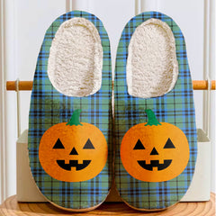 Clan Falconer Tartan Halloween Pumpkin Slippers, Fluffy Spooky Slippers ST93 Falconer Tartan Tartan Halloween