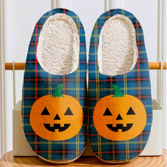 Clan Grewar Tartan Halloween Pumpkin Slippers, Fluffy Spooky Slippers QD93 Grewar Tartan Tartan Halloween