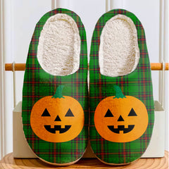 Clan Fife District Tartan Halloween Pumpkin Slippers, Fluffy Spooky Slippers OU32 Fife District Tartan Tartan Halloween