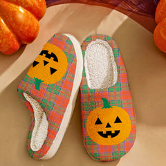 Clan Grant Ancient Tartan Halloween Pumpkin Slippers, Fluffy Spooky Slippers FK17 Grant Ancient Tartan Tartan Halloween