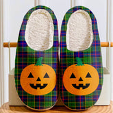 Clan Forsyth Modern Tartan Halloween Pumpkin Slippers, Fluffy Spooky Slippers TJ86 Forsyth Modern Tartan Tartan Halloween