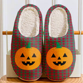Clan Fotheringham Tartan Halloween Pumpkin Slippers, Fluffy Spooky Slippers RP41 Fotheringham Tartan Tartan Halloween