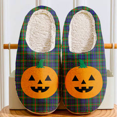 Clan Gunn Tartan Halloween Pumpkin Slippers, Fluffy Spooky Slippers LJ99 Gunn Tartan Tartan Halloween