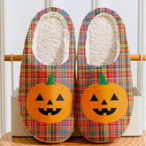 Clan Drummond of Strathallan Tartan Halloween Pumpkin Slippers, Fluffy Spooky Slippers AJ77 Drummond of Strathallan Tartan Tartan Halloween