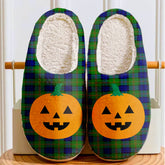 Clan Dundas Modern Tartan Halloween Pumpkin Slippers, Fluffy Spooky Slippers XJ12 Dundas Modern Tartan Tartan Halloween