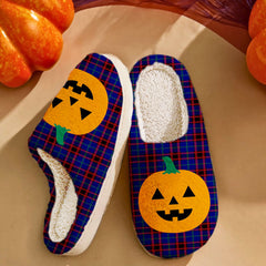 Clan Home Modern Tartan Halloween Pumpkin Slippers, Fluffy Spooky Slippers SS92 Home Modern Tartan Tartan Halloween
