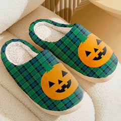 Clan Graham of Menteith Ancient Tartan Halloween Pumpkin Slippers, Fluffy Spooky Slippers FD61 Graham of Menteith Ancient Tartan Tartan Halloween
