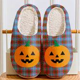 Clan Crichton District Tartan Halloween Pumpkin Slippers, Fluffy Spooky Slippers GY69 Crichton District Tartan Tartan Halloween