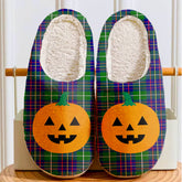 Clan Inglis Modern Tartan Halloween Pumpkin Slippers, Fluffy Spooky Slippers WU75 Inglis Modern Tartan Tartan Halloween
