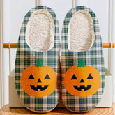 Clan Gordon Dress Ancient Tartan Halloween Pumpkin Slippers, Fluffy Spooky Slippers HX63 Gordon Dress Ancient Tartan Tartan Halloween