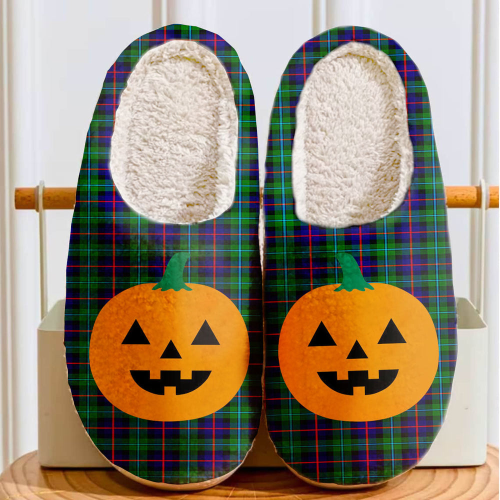 Clan Campbell of Cawdor Modern Tartan Halloween Pumpkin Slippers, Fluffy Spooky Slippers IZ26 Campbell of Cawdor Modern Tartan Tartan Halloween