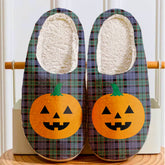 Clan Fletcher Modern Tartan Halloween Pumpkin Slippers, Fluffy Spooky Slippers HX72 Fletcher Modern Tartan Tartan Halloween