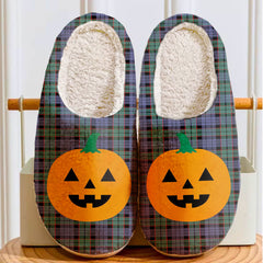 Clan Fletcher Modern Tartan Halloween Pumpkin Slippers, Fluffy Spooky Slippers HX72 Fletcher Modern Tartan Tartan Halloween