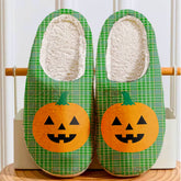 Clan Currie Tartan Halloween Pumpkin Slippers, Fluffy Spooky Slippers IT36 Currie Tartan Tartan Halloween