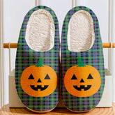 Clan Farquharson Ancient Tartan Halloween Pumpkin Slippers, Fluffy Spooky Slippers NB37 Farquharson Ancient Tartan Tartan Halloween