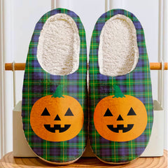 Clan Gordon Modern Tartan Halloween Pumpkin Slippers, Fluffy Spooky Slippers XU29 Gordon Modern Tartan Tartan Halloween