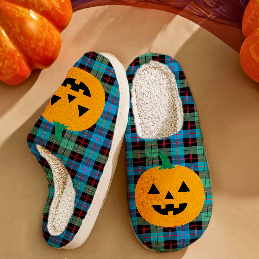 Clan Guthrie Ancient Tartan Halloween Pumpkin Slippers, Fluffy Spooky Slippers WB34 Guthrie Ancient Tartan Tartan Halloween