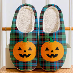 Clan Guthrie Ancient Tartan Halloween Pumpkin Slippers, Fluffy Spooky Slippers WB34 Guthrie Ancient Tartan Tartan Halloween