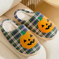 Clan Gordon Dress Modern Tartan Halloween Pumpkin Slippers, Fluffy Spooky Slippers JG36 Gordon Dress Modern Tartan Tartan Halloween