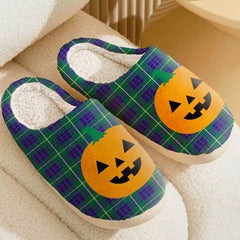 Clan Hamilton Hunting Modern Tartan Halloween Pumpkin Slippers, Fluffy Spooky Slippers DZ29 Hamilton Hunting Modern Tartan Tartan Halloween