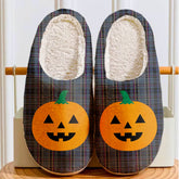 Clan Conway Tartan Halloween Pumpkin Slippers, Fluffy Spooky Slippers SA57 Conway Tartan Tartan Halloween