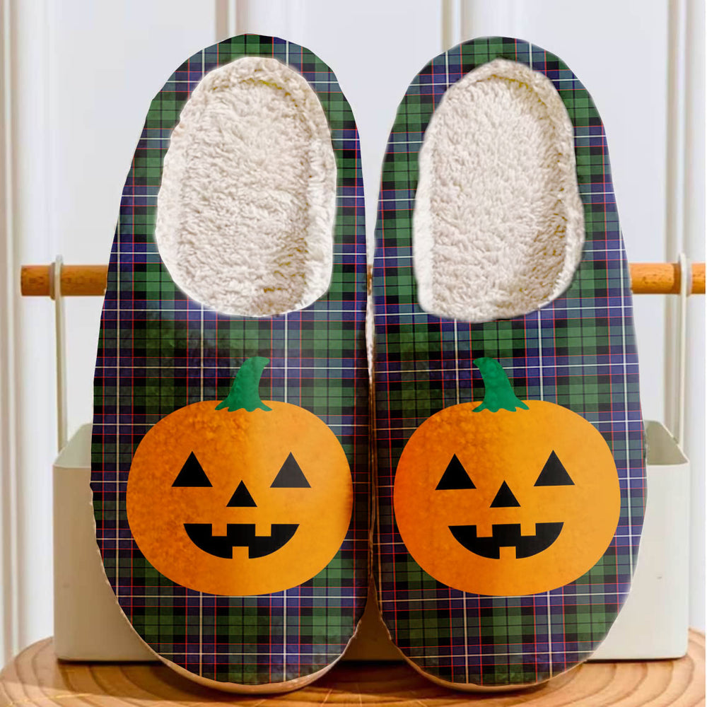 Clan Galbraith Modern Tartan Halloween Pumpkin Slippers, Fluffy Spooky Slippers CE98 Galbraith Modern Tartan Tartan Halloween