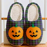 Clan Galbraith Modern Tartan Halloween Pumpkin Slippers, Fluffy Spooky Slippers CE98 Galbraith Modern Tartan Tartan Halloween