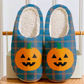 Clan MacLaine of Loch Buie Hunting Ancient Tartan Halloween Pumpkin Slippers, Fluffy Spooky Slippers HP16 MacLaine of Loch Buie Hunting Ancient Tartan Tartan Halloween