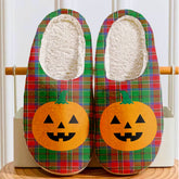 Clan MacCulloch Tartan Halloween Pumpkin Slippers, Fluffy Spooky Slippers KZ86 MacCulloch Tartan Tartan Halloween
