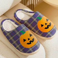 Clan Kinnaird Tartan Halloween Pumpkin Slippers, Fluffy Spooky Slippers JK91 Kinnaird Tartan Tartan Halloween