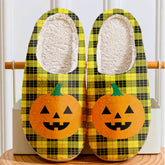 Clan MacLeod of Lewis Modern Tartan Halloween Pumpkin Slippers, Fluffy Spooky Slippers MU63 MacLeod of Lewis Modern Tartan Tartan Halloween