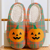 Clan MacKintosh Ancient Tartan Halloween Pumpkin Slippers, Fluffy Spooky Slippers UU60 MacKintosh Ancient Tartan Tartan Halloween