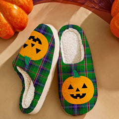 Clan Kirby Tartan Halloween Pumpkin Slippers, Fluffy Spooky Slippers IM50 Kirby Tartan Tartan Halloween