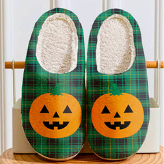 Clan MacArthur Ancient Tartan Halloween Pumpkin Slippers, Fluffy Spooky Slippers QZ10 MacArthur Ancient Tartan Tartan Halloween