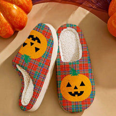 Clan MacLean of Duart Ancient Tartan Halloween Pumpkin Slippers, Fluffy Spooky Slippers UO94 MacLean of Duart Ancient Tartan Tartan Halloween