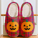 Clan MacRae Modern Tartan Halloween Pumpkin Slippers, Fluffy Spooky Slippers YK53 MacRae Modern Tartan Tartan Halloween