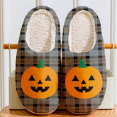 Clan MacKay Weathered Tartan Halloween Pumpkin Slippers, Fluffy Spooky Slippers AV98 MacKay Weathered Tartan Tartan Halloween