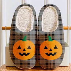 Clan MacKay Weathered Tartan Halloween Pumpkin Slippers, Fluffy Spooky Slippers AV98 MacKay Weathered Tartan Tartan Halloween