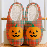 Clan MacDougall Ancient Tartan Halloween Pumpkin Slippers, Fluffy Spooky Slippers KW28 MacDougall Ancient Tartan Tartan Halloween