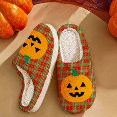 Clan Langlands Tartan Halloween Pumpkin Slippers, Fluffy Spooky Slippers KB31 Langlands Tartan Tartan Halloween